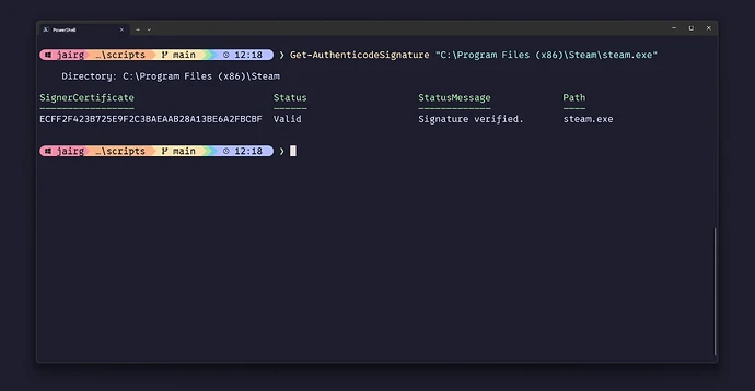 Get-AuthenticodeSignature en PowerShell